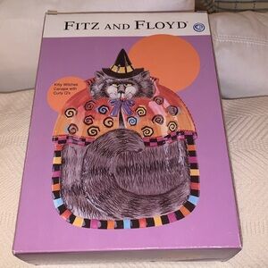 NWT Fitz and Floyd Kitty Witches Canapé with Curly Q’s Candy Dish